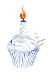 GAW835 Blue Cupcake Greeting Card