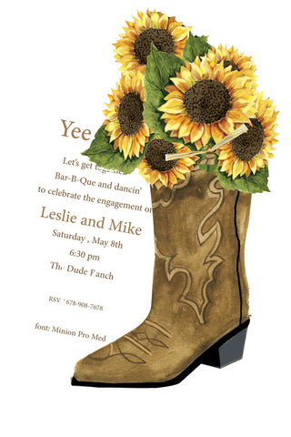 AW1053 WESTERN BOOT WITH SUNFLOWERS