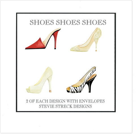 GIFT BOX NOTE CARDS  GBN109W Shoes Shoes Shoes