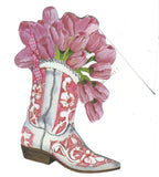 GAW1055W Cowgirl Boot with Tulips and glitter